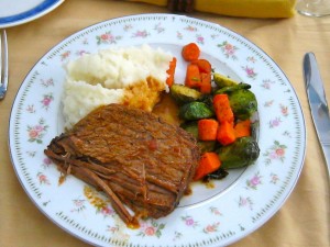 Maya's_Holiday_Brisket_Dinner photo of food on plate